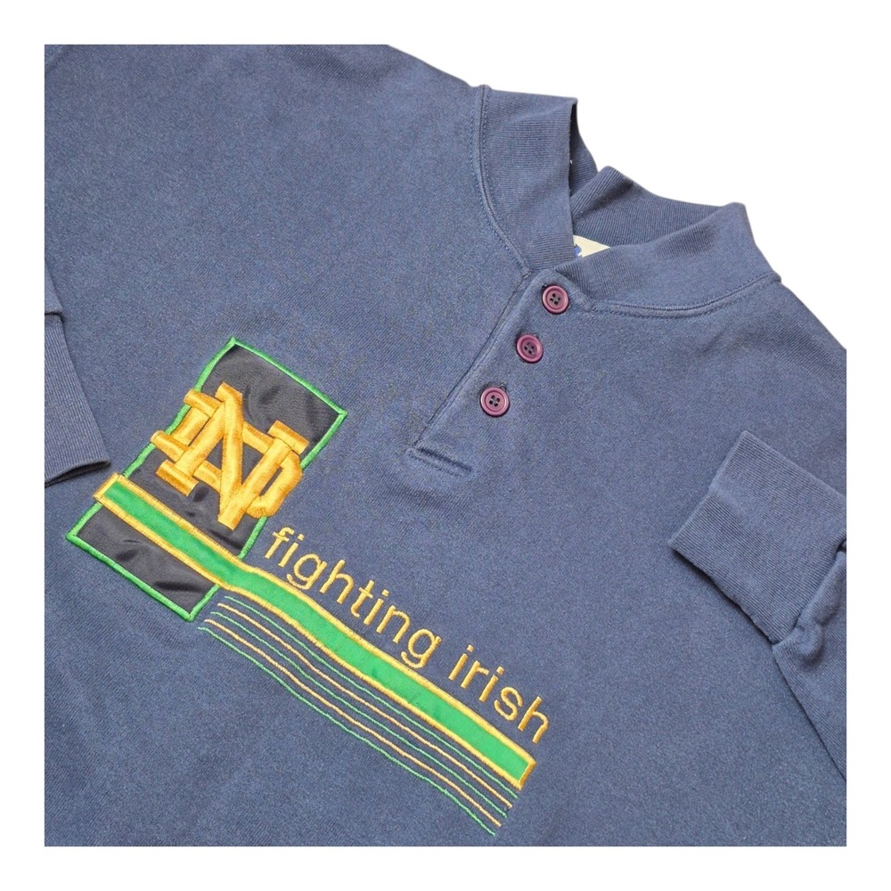 VTG Midwest Embroidery Men's L Notre Dame Fighting Irish 3 Button Sweatshirt USA